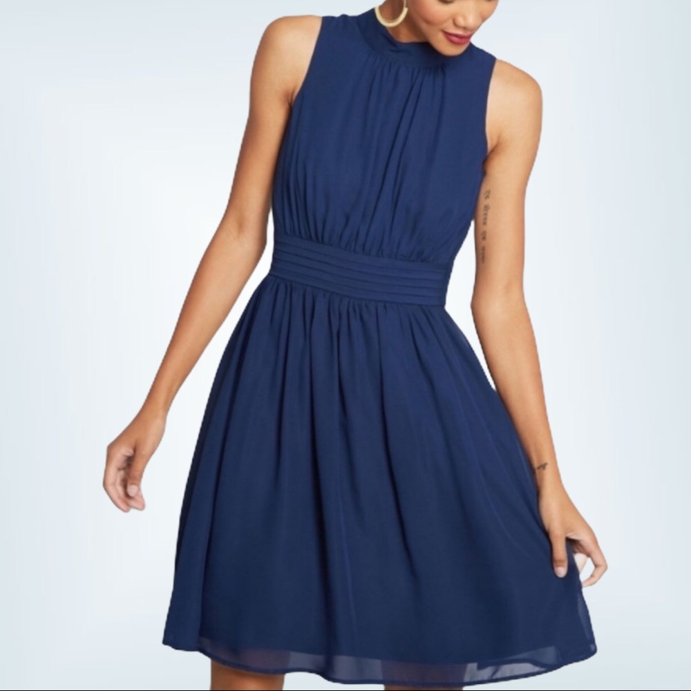 SOLD-NWOT ModCloth Windy City A-Line Dress in Navy